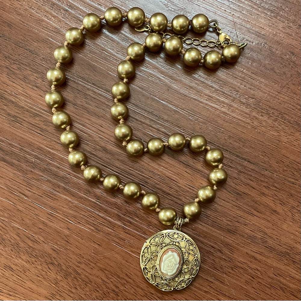 Monet Gold Necklace with Cameo Locket